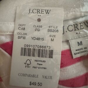 J. Crew pink and White Striped Tee